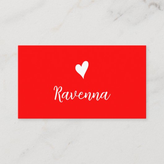 Minimalist Neon Red White Heart Barber Name 名刺 (正面)