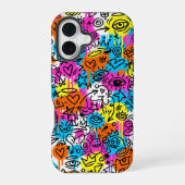 Minimalist Neon Scribble Doodle iPhone 16 case  16ケース (裏面)