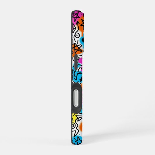 Minimalist Neon Scribble Doodle iPhone 16 case  16ケース (右側面)