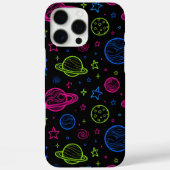 Minimalist Neon Space & Planets Night Sky Pattern Case-Mate iPhoneケース (裏面)