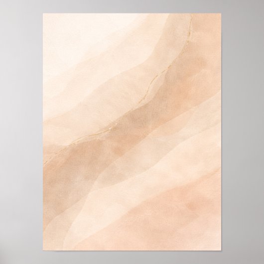 Minimalist Neutral Abstract Wall Art – Beige Organ ポスター (正面)