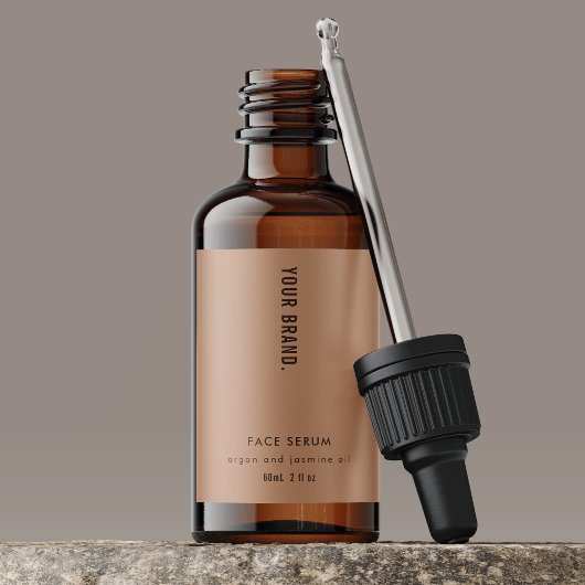 Minimalist Neutral Beige 2oz Dropper Bottle Label ラベル