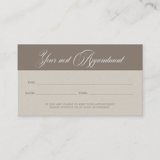 Minimalist Neutral Beige Beauty Appointment Card 予約カード (正面)