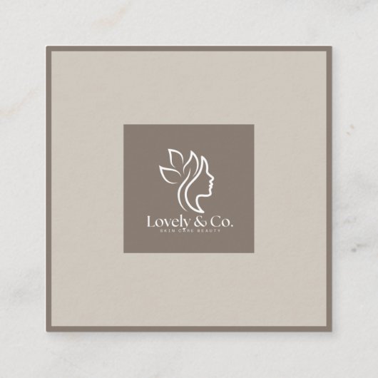 Minimalist Neutral Beige Beauty QR code  スクエア名刺 (裏面)