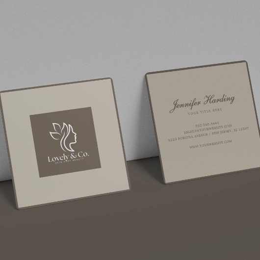 Minimalist Neutral Beige Beauty Square  スクエア名刺
