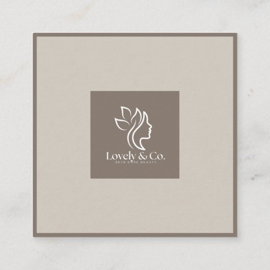 Minimalist Neutral Beige Beauty Square with photo スクエア名刺 (裏面)