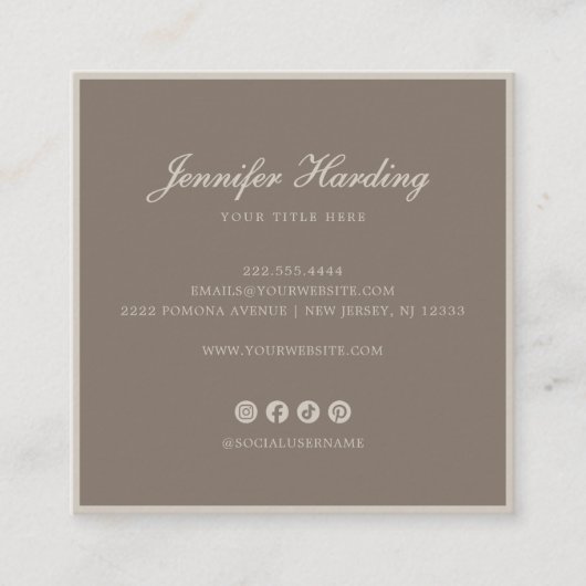 Minimalist Neutral Beige Beauty Square with photo スクエア名刺 (正面)