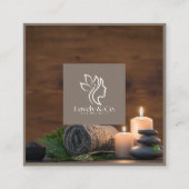 Minimalist Neutral Beige Beauty Square with photo スクエア名刺 (裏面)