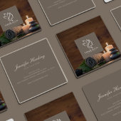 Minimalist Neutral Beige Beauty Square with photo スクエア名刺