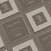 Minimalist Neutral Beige Beauty Square with photo スクエア名刺