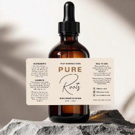 Minimalist Neutral Beige Hair Oil Dropper Bottle ラベル
