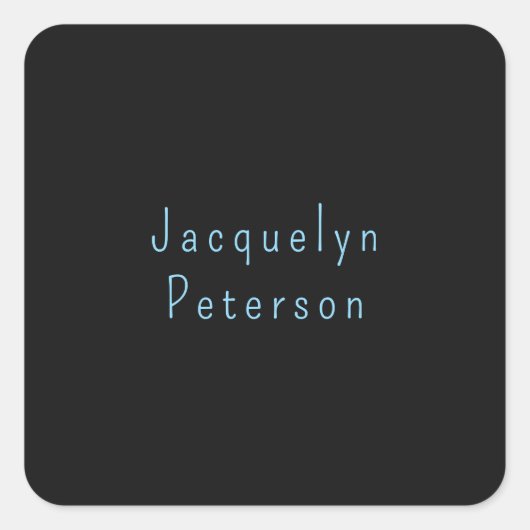 Minimalist Neutral Black Blue Elegant Modern Name スクエアシール (正面)