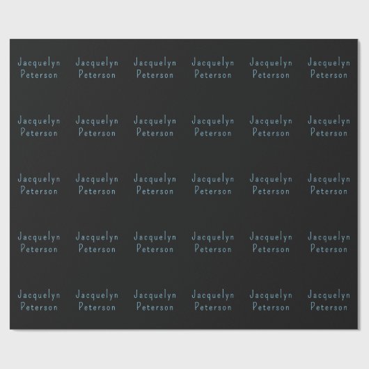 Minimalist Neutral Black Blue Elegant Modern Name ラッピングペーパー (フラット)