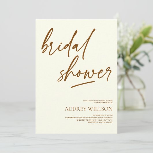 Minimalist Neutral Bridal Shower Invitation 招待状 (スタンド正面)