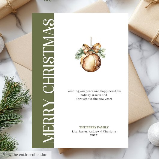 Minimalist Neutral Christmas Bauble Greeting Card シーズンカード