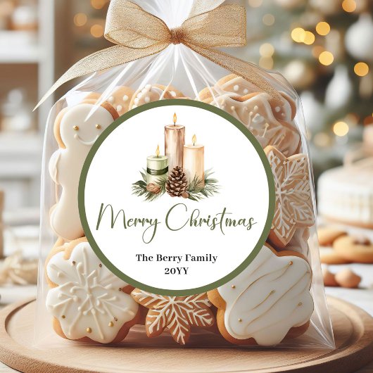 Minimalist Neutral Christmas Tree Personalized  ラウンドシール