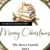 Minimalist Neutral Christmas Tree Personalized  ラウンドシール