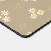Minimalist Neutral Cream Daisy Floral Custom デスクマット (コーナー)