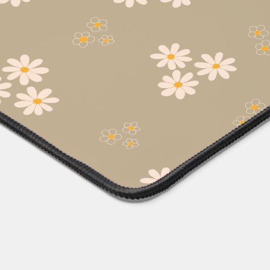 Minimalist Neutral Cream Daisy Floral Custom デスクマット (コーナー)