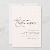 Minimalist Neutral Elegant Cream and Beige Wedding 招待状 (正面)