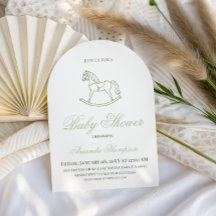 Minimalist Neutral Olive Rocking Horse Baby Shower