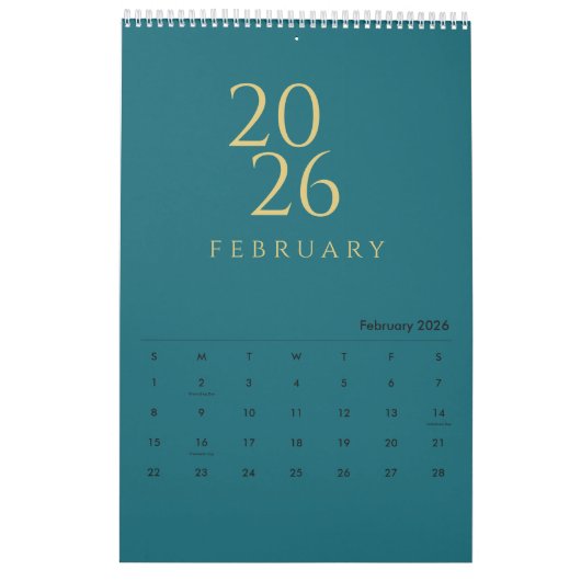 Minimalist Neutral Tones Wall Calendar カレンダー (2月 2026)