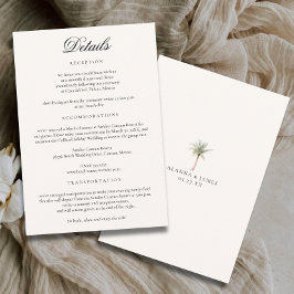 Minimalist Neutral Tropical Beach Wedding Details エンクロージャーカード