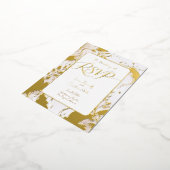 Minimalist Neutral Watercolor Foil RSVP 箔招待状ポストカード (回転した状態)