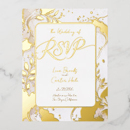 Minimalist Neutral Watercolor Foil RSVP 箔招待状ポストカード