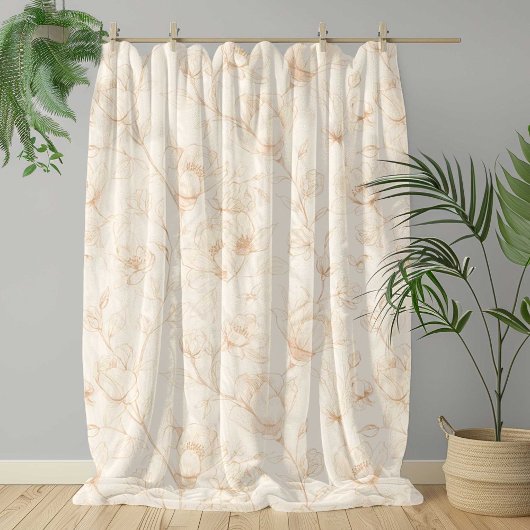 Minimalist Neutral Wildflower フリースブランケット