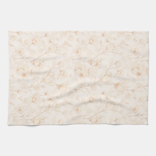 Minimalist Neutral Wildflower Kitchen Towel キッチンタオル (横)