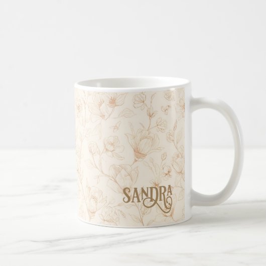Minimalist Neutral Wildflower Name Mug コーヒーマグカップ (右)