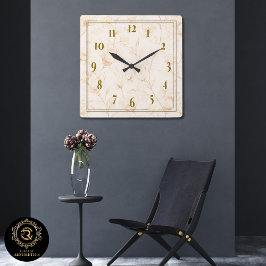 Minimalist Neutral Wildflower Wall Clock スクエア壁時計