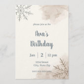 Minimalist Neutral Winter Birthday Invitation 招待状 (正面)