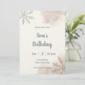 Minimalist Neutral Winter Birthday Invitation 招待状 (スタンド正面)