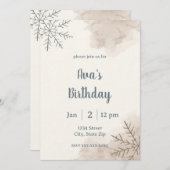 Minimalist Neutral Winter Birthday Invitation 招待状 (正面/裏面)