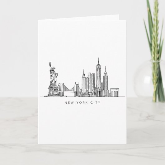 Minimalist New York City Skyline Line Art カード (正面)