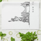 Minimalist New York City Skyline Line Art キッチンタオル (折り畳み)