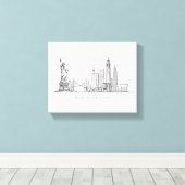 Minimalist New York City Skyline Line Art キャンバスプリント (インサイチュ (ウッドフロア))