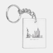 Minimalist New York City Skyline Line Art キーホルダー (正面左)