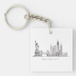 Minimalist New York City Skyline Line Art キーホルダー