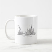 Minimalist New York City Skyline Line Art コーヒーマグカップ (左)