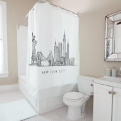Minimalist New York City Skyline Line Art シャワーカーテン (インサイチュ)