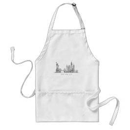 Minimalist New York City Skyline Line Art スタンダードエプロン