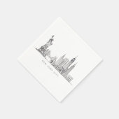 Minimalist New York City Skyline Line Art スタンダードカクテルナプキン (角)