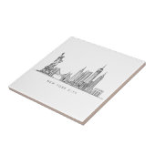 Minimalist New York City Skyline Line Art タイル (側面)