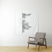 Minimalist New York City Skyline Line Art タペストリー (インサイチュ(横))