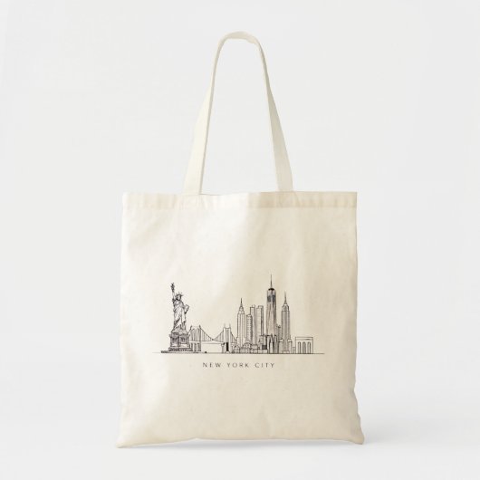 Minimalist New York City Skyline Line Art トートバッグ (正面)