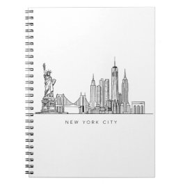 Minimalist New York City Skyline Line Art ノートブック