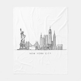 Minimalist New York City Skyline Line Art フリースブランケット